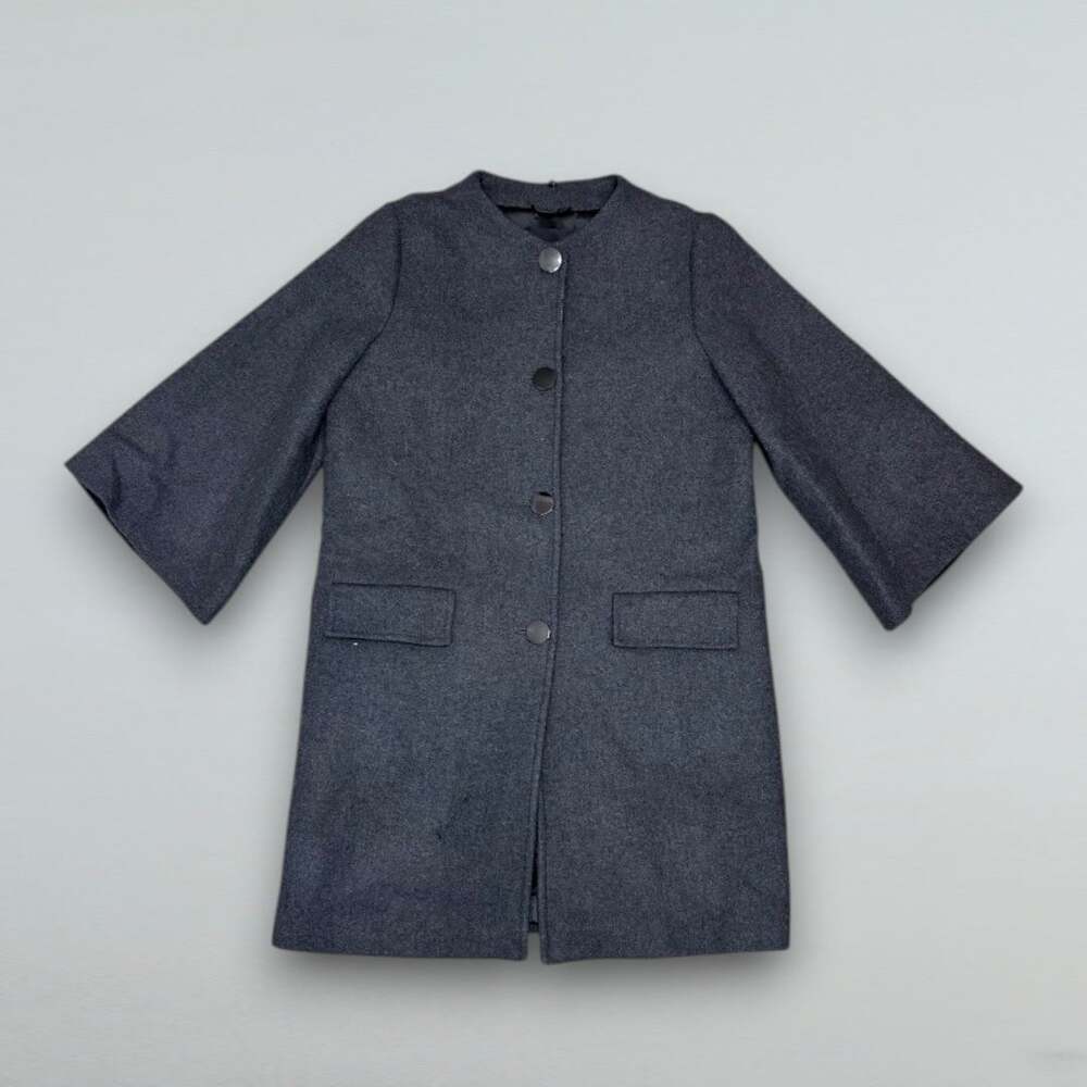 Gray Wool Blend Long Coat Bell Sleeve Button Front Jacket EU 38